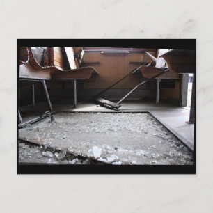Broken Glass on Ground Abandoned Train Postcard