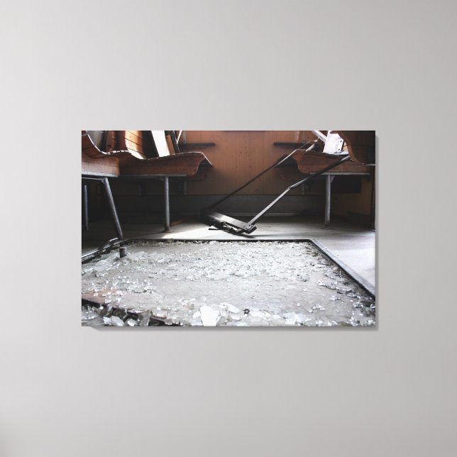 Broken Glass on the Ground Abandoned Train Canvas Print (Front)