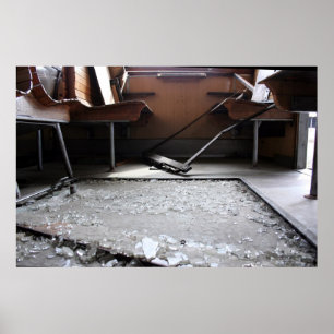 Broken Glass on the Ground Abandoned Train poster