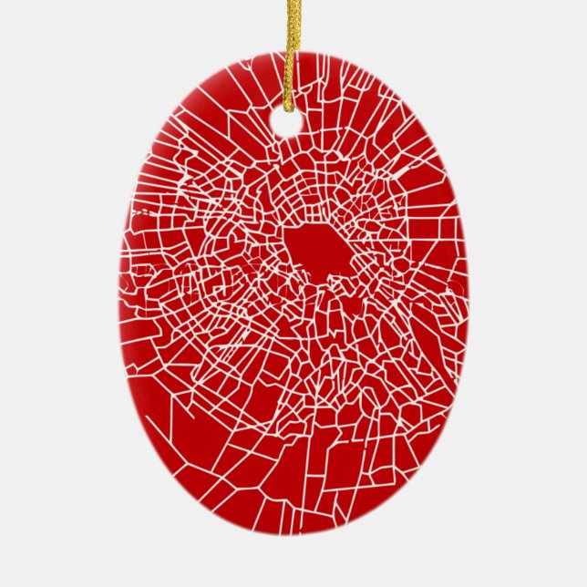 Broken glass Red Ceramic Tree Decoration (Front)