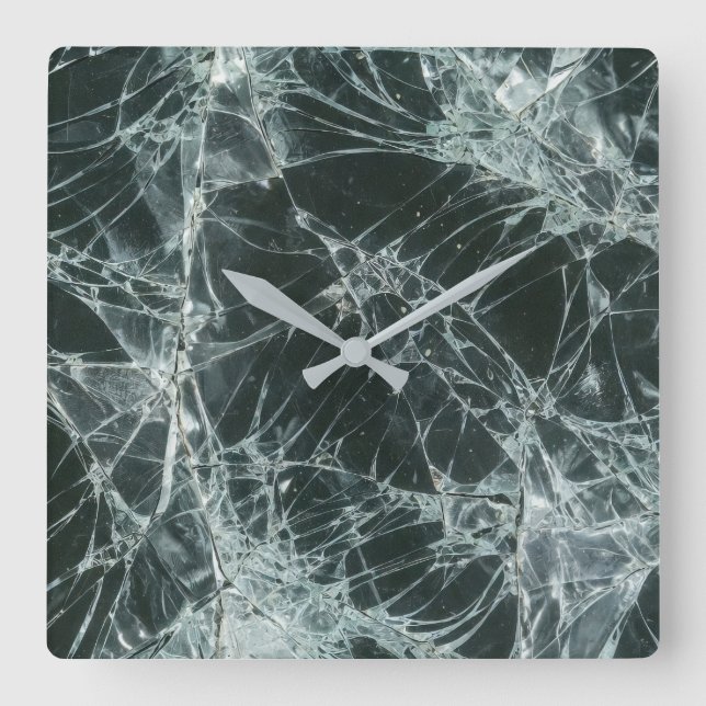 Broken Glass Surface (Style 7) Oil Painting Square Wall Clock (Front)