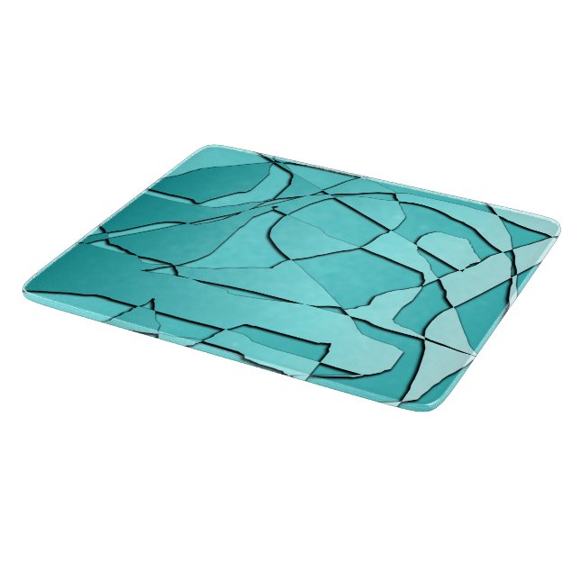 Broken Glass Teal Glass Cutting Board (Corner)