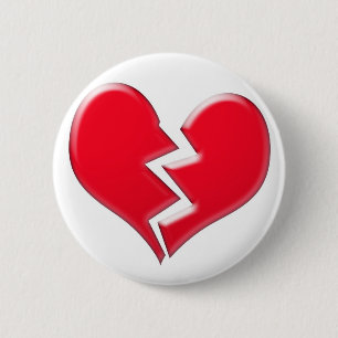 Broken heart 6 cm round badge