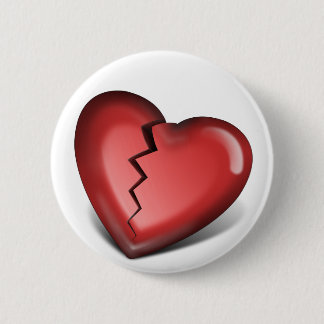 broken heart 6 cm round badge