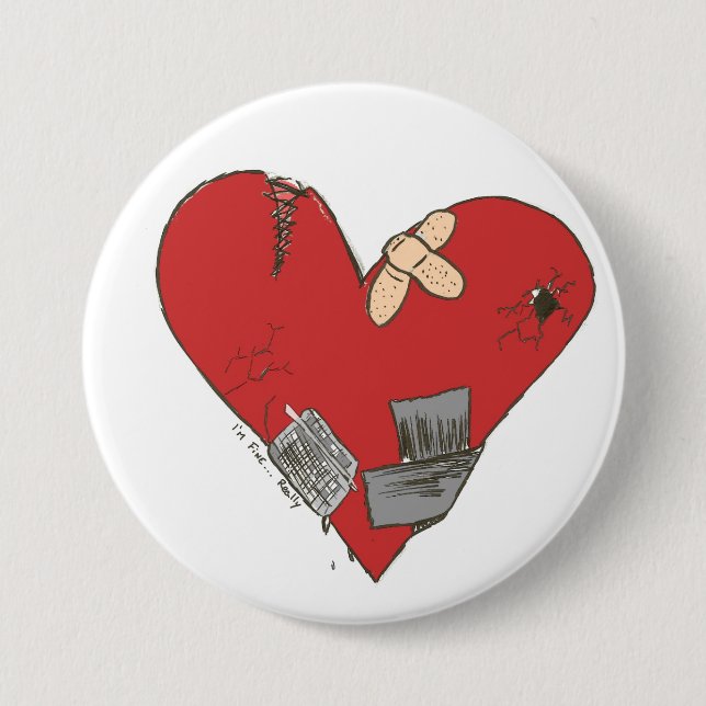 Broken-Heart 7.5 Cm Round Badge (Front)