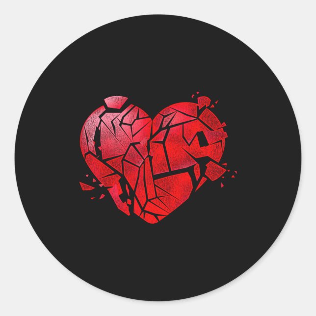 Broken Heart Anti Valentines Day  Classic Round Sticker (Front)