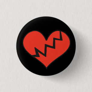 Broken Heart Badge Pin Button