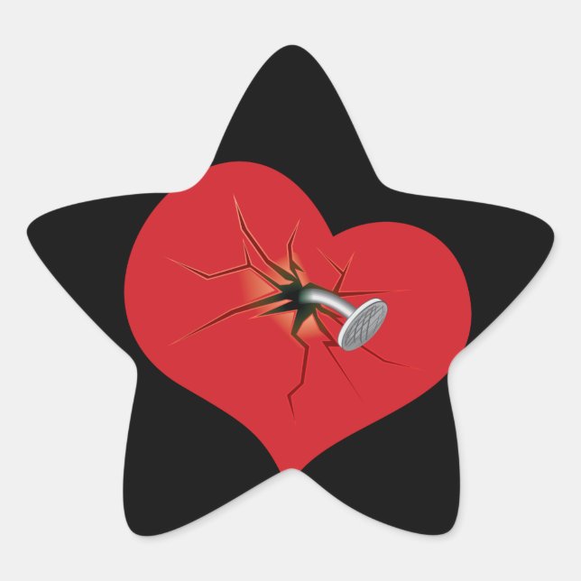 Broken Heart Black Star Sticker (Front)