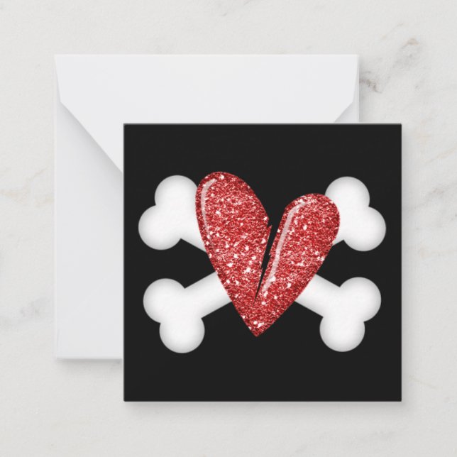 Broken Heart & Crossbones Card (Front)