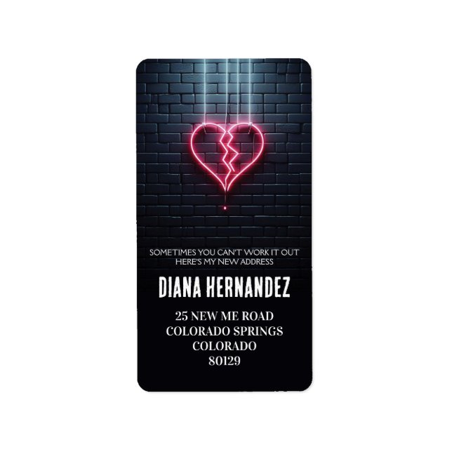 Broken Heart Divorce Party Label (Front)