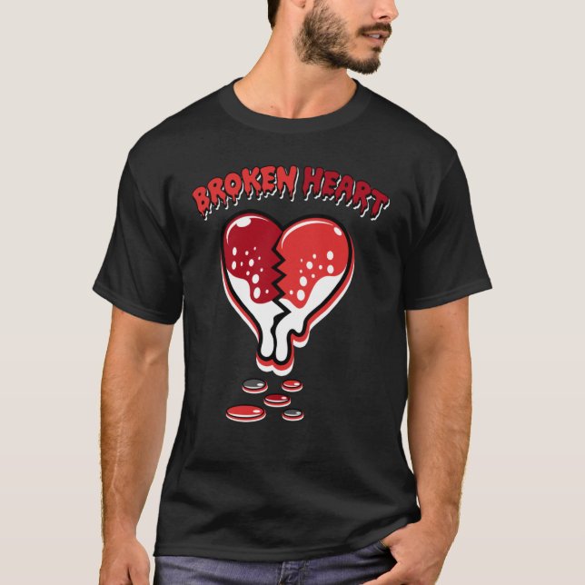 Broken Heart Dripping Chile Red 9s Matching T-Shirt (Front)