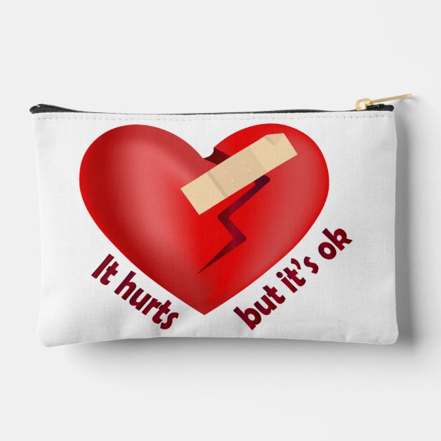 Broken heart healed with patch and life quote accessory pouch (Back)