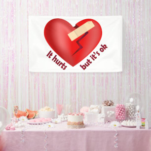 Broken heart healed with patch and life quote banner