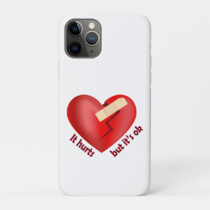 Broken heart healed with patch and life quote iPhone 11 pro case