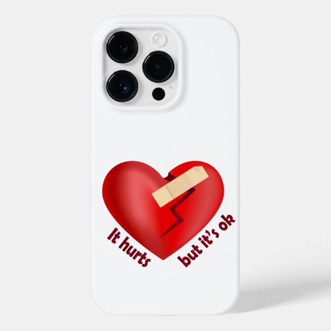 Broken heart healed with patch and life quote Case-Mate iPhone case (Back)
