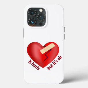 Broken heart healed with patch and life quote iPhone 13 pro case