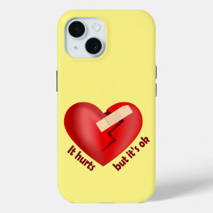 Broken heart healed with patch and life quote iPhone 15 case