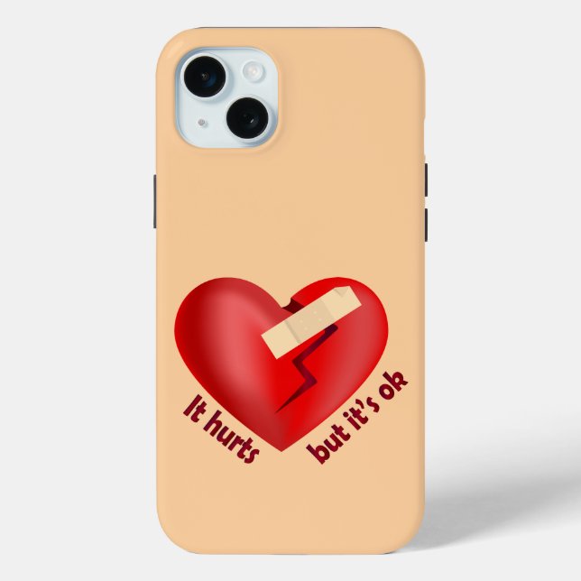 Broken heart healed with patch and life quote Case-Mate iPhone case (Back)