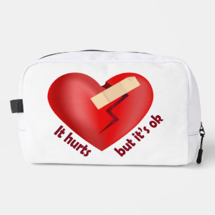 Broken heart healed with patch and life quote dopp kit