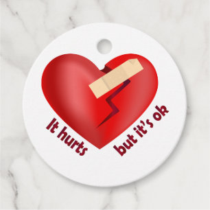 Broken heart healed with patch and life quote favour tags