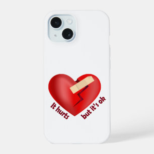 Broken heart healed with patch and life quote iPhone 15 case