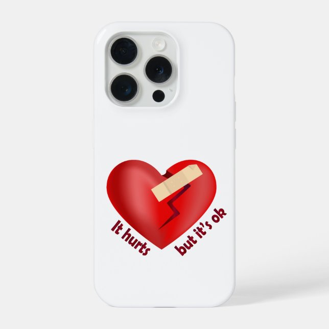 Broken heart healed with patch and life quote iPhone case (Back)