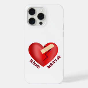 Broken heart healed with patch and life quote iPhone 15 pro max case