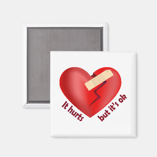 Broken heart healed with patch and life quote magnet