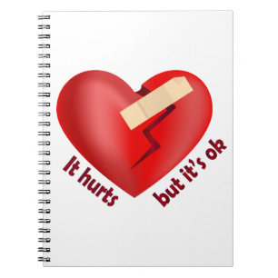 Broken heart healed with patch and life quote notebook