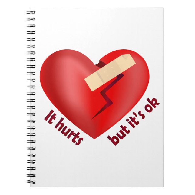 Broken heart healed with patch and life quote notebook (Front)