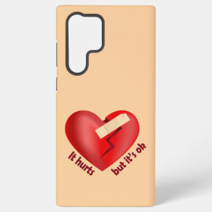 Broken heart healed with patch and life quote samsung galaxy case