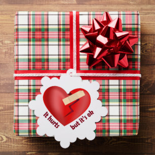 Broken heart healed with patch and life quote tree decoration card
