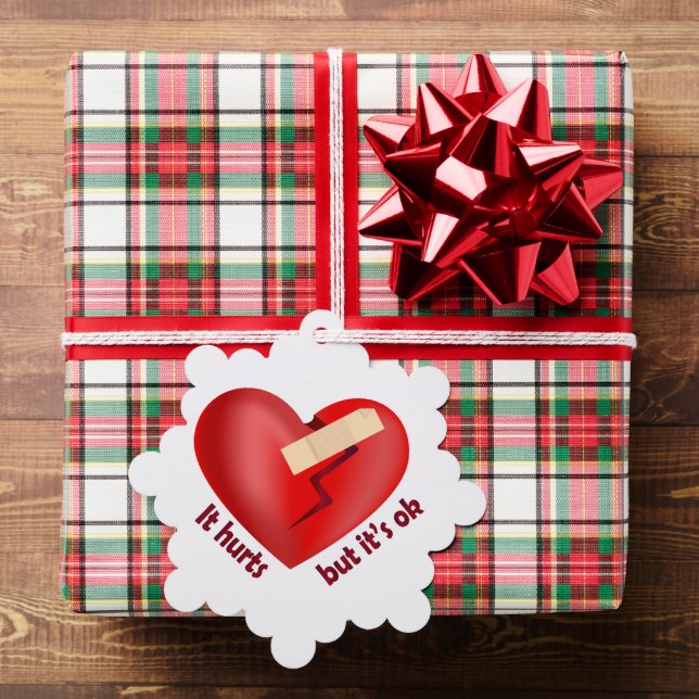 Broken heart healed with patch and life quote tree decoration card (Insitu (Gift))