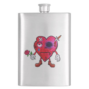Broken heart hip flask
