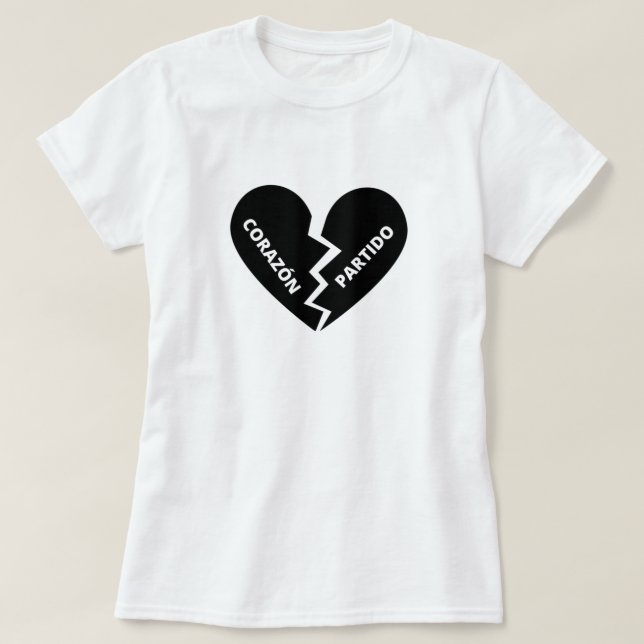 Broken heart in Galician - corazón partido T-Shirt (Design Front)