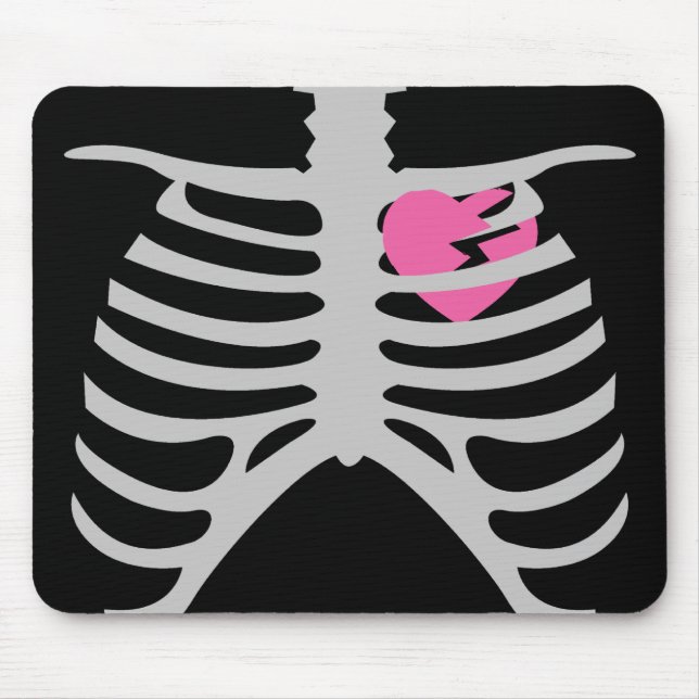Broken Heart in Ribcage Mouse Mat (Front)