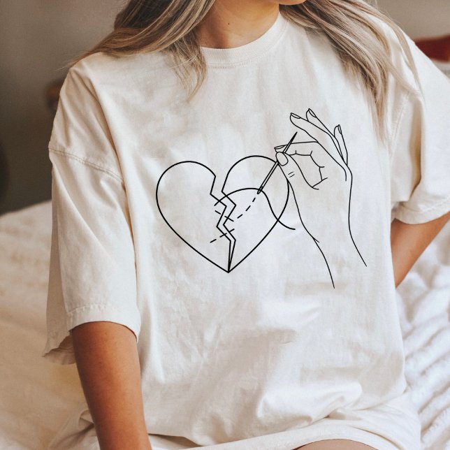 Broken Heart Mending With Needle And Thread Tri-Blend Shirt (Creator Uploaded)