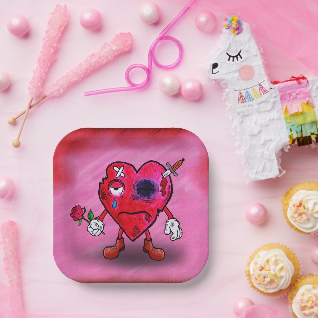 Broken heart paper plate (Party)