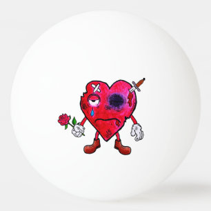 Broken heart ping pong ball