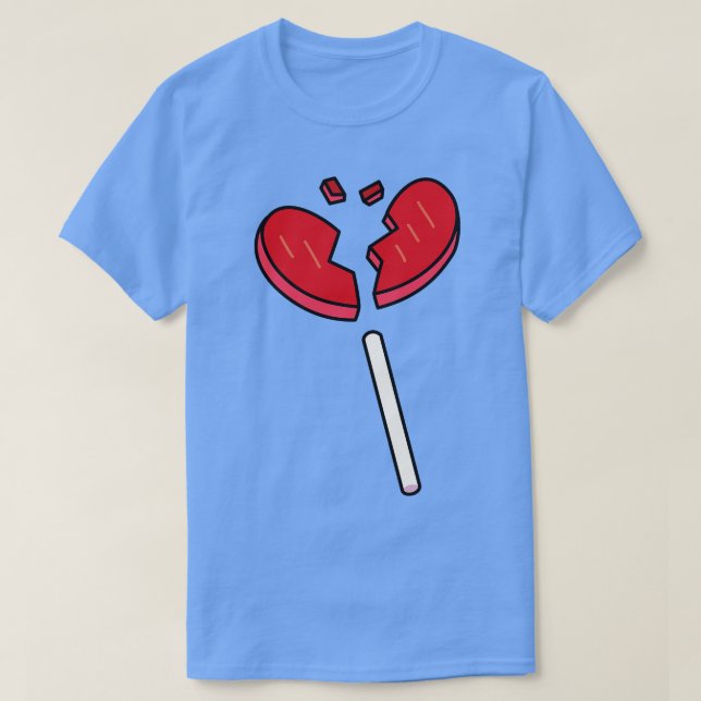 Broken Heart Red Lollipop Candy T-Shirt (Design Front)