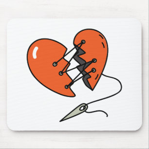 Broken Heart Red Mouse Mat