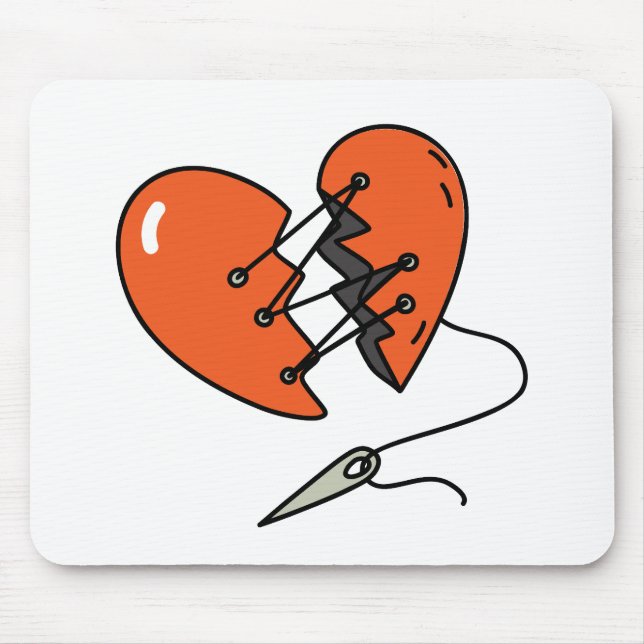 Broken Heart Red Mouse Mat (Front)