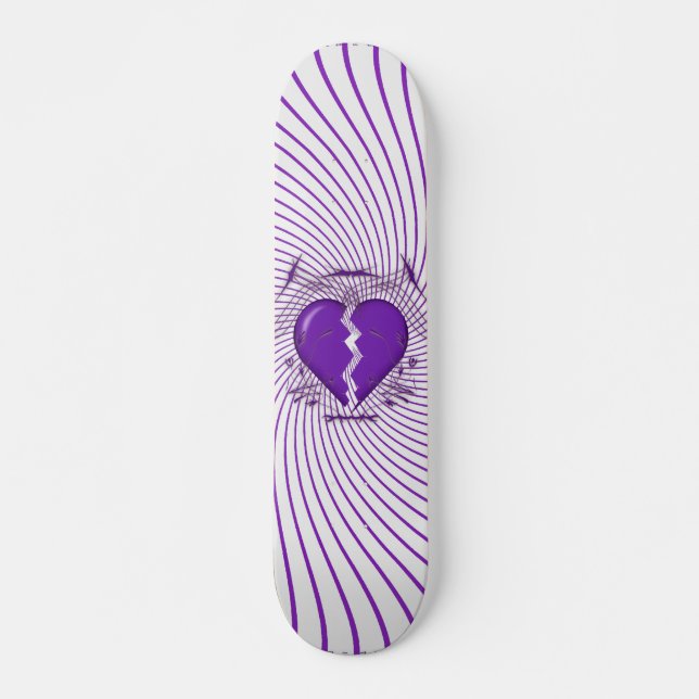 Broken Heart & Tribal Artwork: Purple: Skateboard (Front)