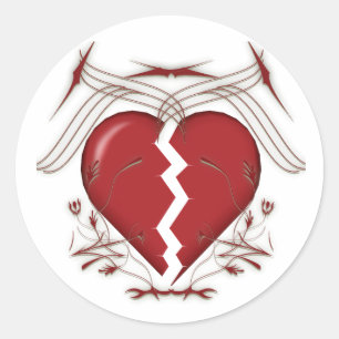 Broken Heart & Tribal Graphics: Classic Round Sticker