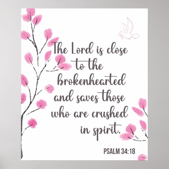 Broken Hearted and Crushed in Spirit Psalm 34:18 Poster (Front)