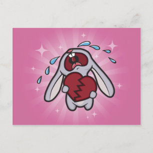 Broken Hearted Bunny (Pink) Postcard Art