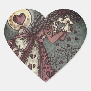 BROKEN HEARTED WEEPING VALENTINE, CEMETERY GOTH HEART STICKER