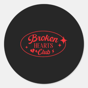Broken Hearts Club Valentine Retro Alternative Sty Classic Round Sticker