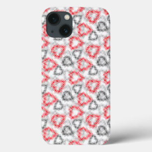 Broken hearts in red and grey on white iPhone 13 case