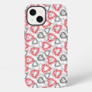 Broken hearts in red and grey on white iPhone 13 case